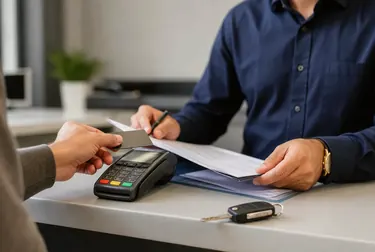 Profissional do despachante ajudando um cliente na renovação da CNH.
